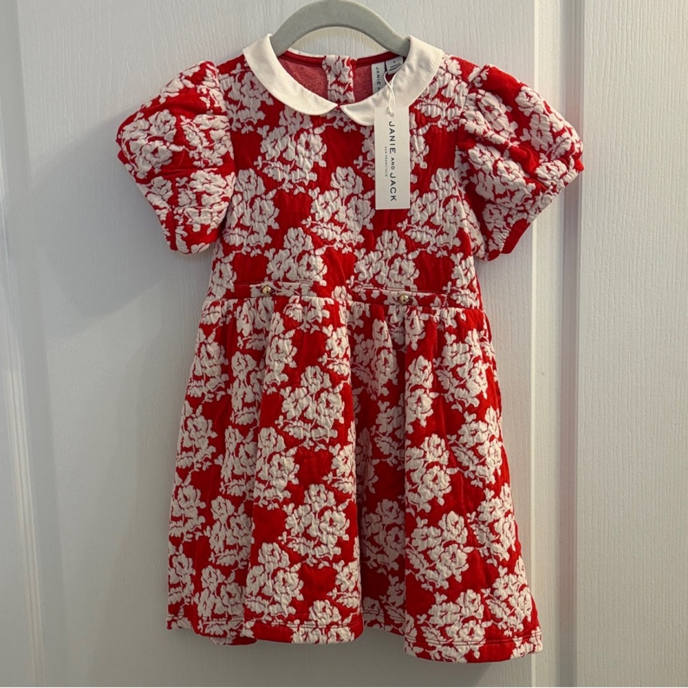 NEW- Janie and Jack Red and White Floral Dress